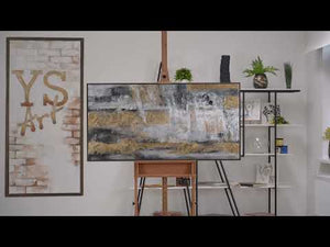 Kuva Olohuoneeseen moderni Kehyksellä abstrakti taulu "Kultainen Horisontti" 200x100 cm taulut kotiin