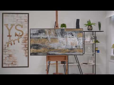 Kuva Olohuoneeseen moderni Kehyksellä abstrakti taulu "Kultainen Horisontti" 200x100 cm taulut kotiin