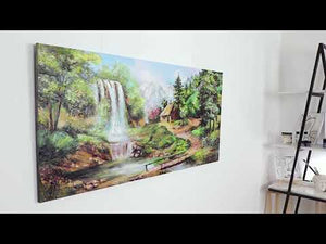 Maisema-taulu akryylitaide kankaalle "Vesiputous" 140x70 cm