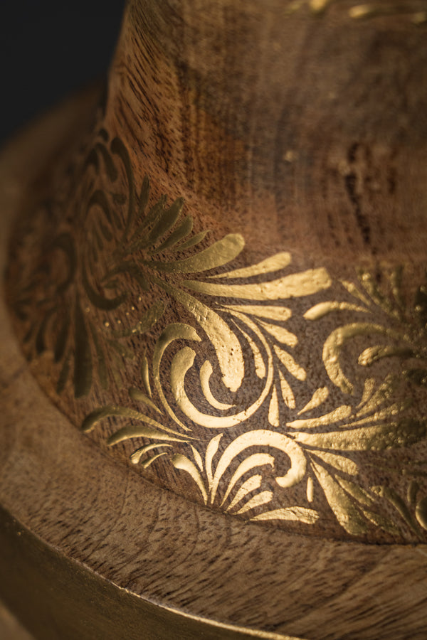 Handgefertigte Holzvase mit Goldmuster – Exklusives Interieur-Dekor