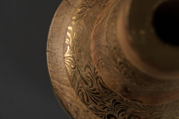 Handgefertigte Holzvase mit Goldmuster – Exklusives Interieur-Dekor