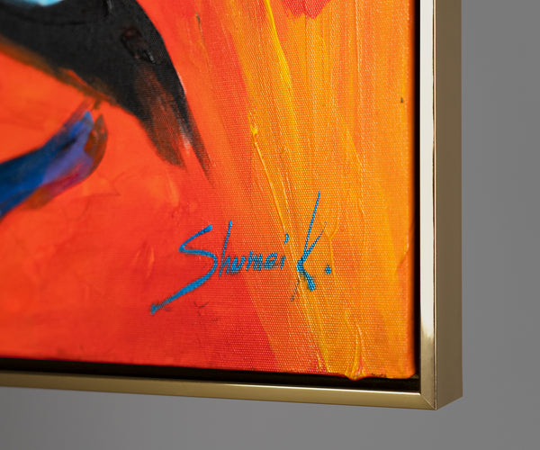 Abstraktes Acrylbild Porträt Handgemalt Modern