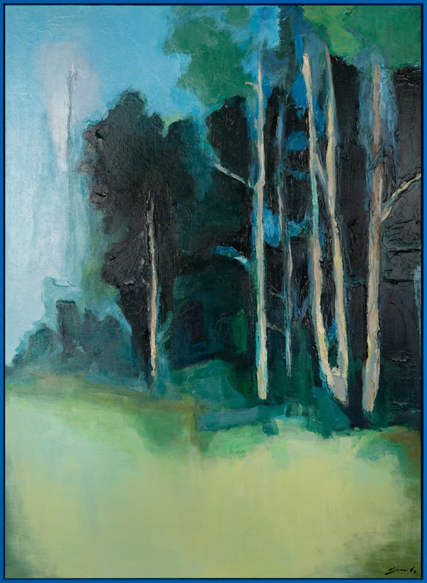 Acrylbild Landschaft Handgemalt Struktur Blau Grün