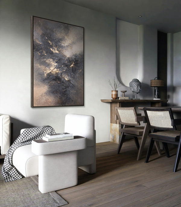 Leinostaideteos rakenteella – Moderni maalaus „Taivaan hehku“