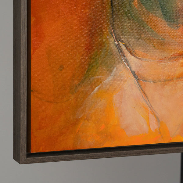 Handgemaltes Leinwandbild Naturfarben – Abstraktes Gemälde mit Rahmen „Herbsttanz“