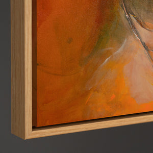 Handgemaltes Leinwandbild Naturfarben – Abstraktes Gemälde mit Rahmen „Herbsttanz“
