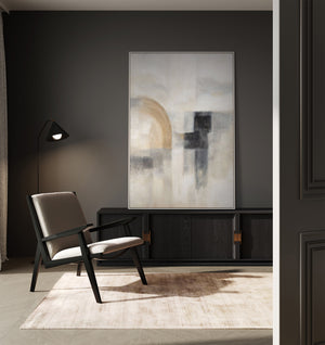 Käsinmaalattu seinätaide “Aavemainen valo” – Rakenteinen moderni maalaus kehyksillä