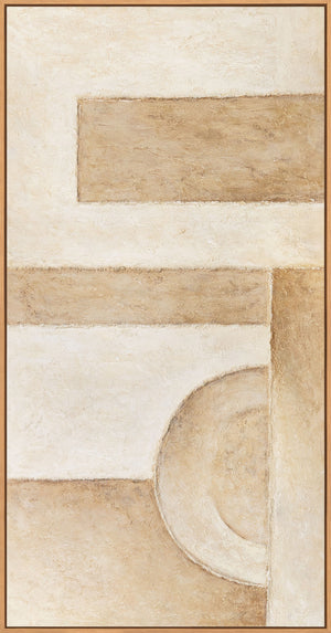 Cuadro acrílico abstracto pintado a mano en beige con marco – Arte mural moderno «Espacio de Formas»