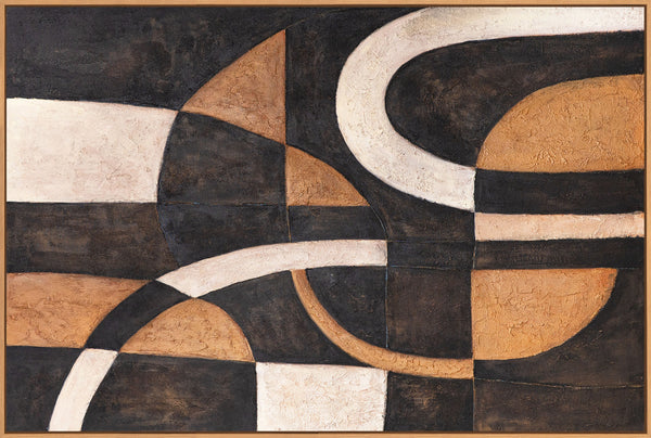 Abstrakti akryylimaalaus geometriasta kehyksillä – Käsinmaalattu seinätaide ”Käyrien harmonia”