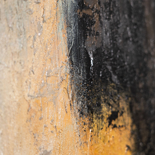 Abstrakti maalaus kehyksillä - Moderni seinätaide beigen, sinisen ja kullan sävyissä "Valon siirtymät"