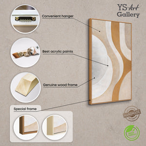 Abstrakti akryylimaalaus lämpimin luonnon sävyin - Moderni kehystetty maalaus "Lämpövirtaus"