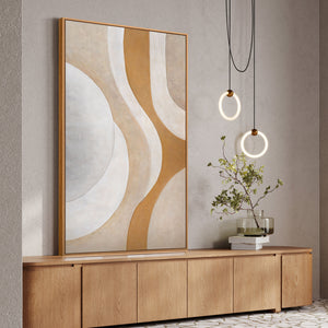 Abstrakti akryylimaalaus lämpimin luonnon sävyin - Moderni kehystetty maalaus "Lämpövirtaus"