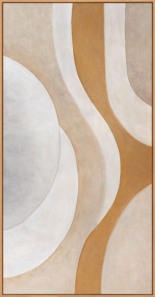 Abstrakti akryylimaalaus lämpimin luonnon sävyin - Moderni kehystetty maalaus "Lämpövirtaus"