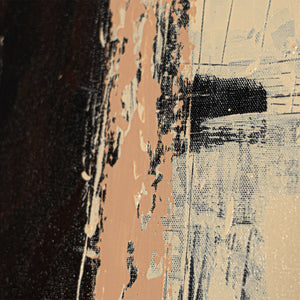 Abstraktes Acrylbild „Stille dazwischen“ – Handgemalte abstrakte Kunst in Beige und Schwarz