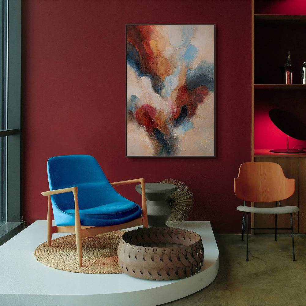 Abstrakti maalaus kehyksillä „Musiikkia väreissä“ – Käsinmaalattu taide canvasille