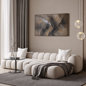 Abstraktes Gemälde in dunklen Erdtönen – Handgemalte Leinwandkunst „Dunkelheit und Morgendämmerung“