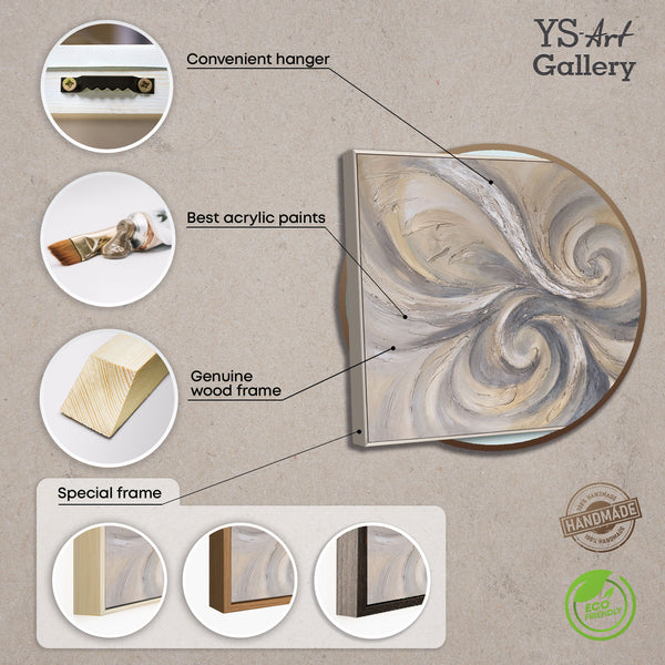 Modernes abstraktes Acrylbild in Beige Grau – Struktur Wandkunst  „Sand und Wolken“