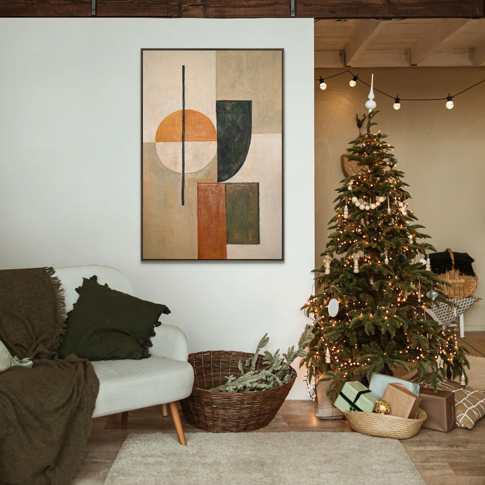 Strukturierte Acrylmalerei mit Rahmen „Gleichgewicht“ – Geometrische Abstrakte Kunst