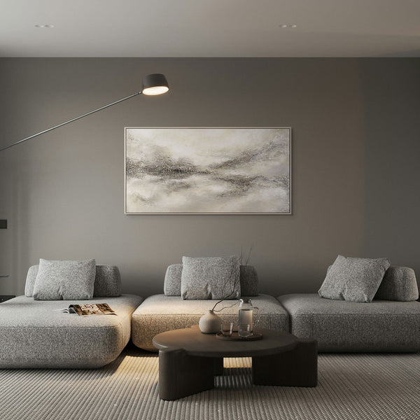 Käsinmaalattu taulu „Sumuinen Kaukaisuus“ – Moderni abstrakti taide kankaalla