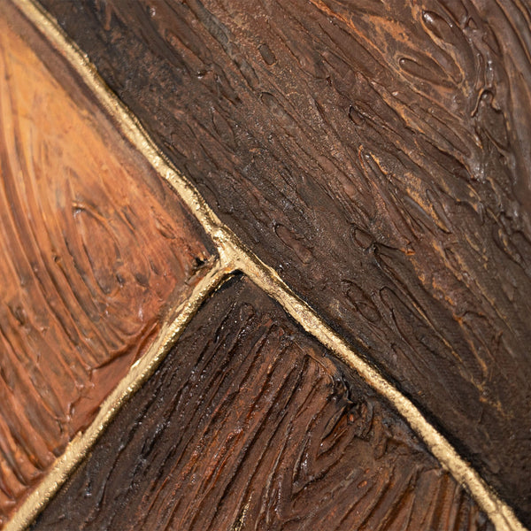 Geometrisches Acrylbild in Rahmen mit Goldstruktur – Wandkunst „Geometrie des Goldes“