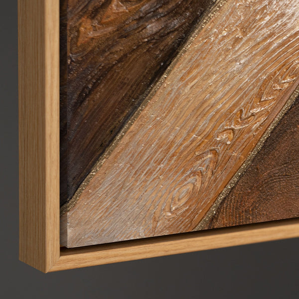 Geometrisches Acrylbild in Rahmen mit Goldstruktur – Wandkunst „Geometrie des Goldes“