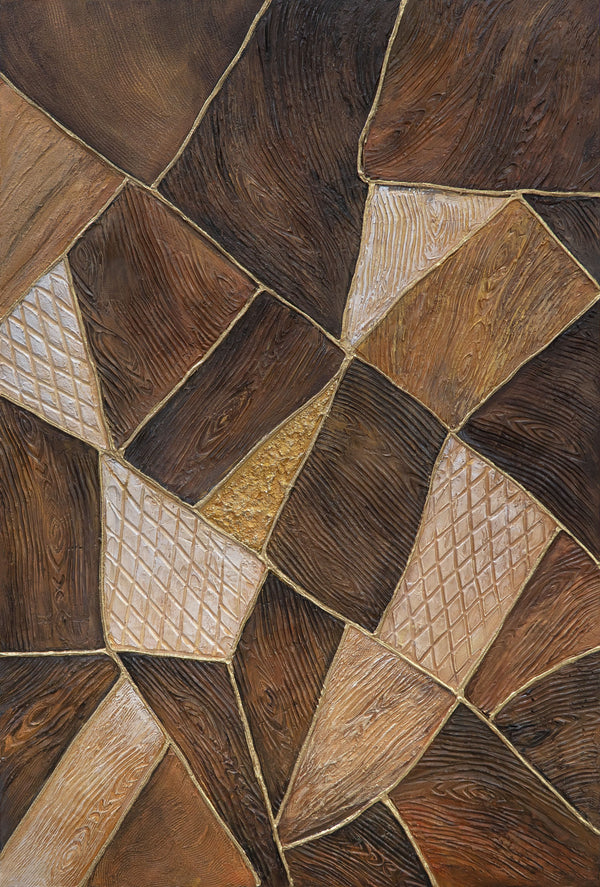 Abstraktes Gemälde „Geometrie des Goldes“ – Moderne Wandkunst mit Rahmen