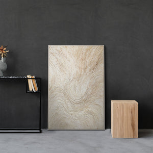 Gemälde mit Rahmen „Baumstrom“ – Abstrakte Kunst in Beige und Creme