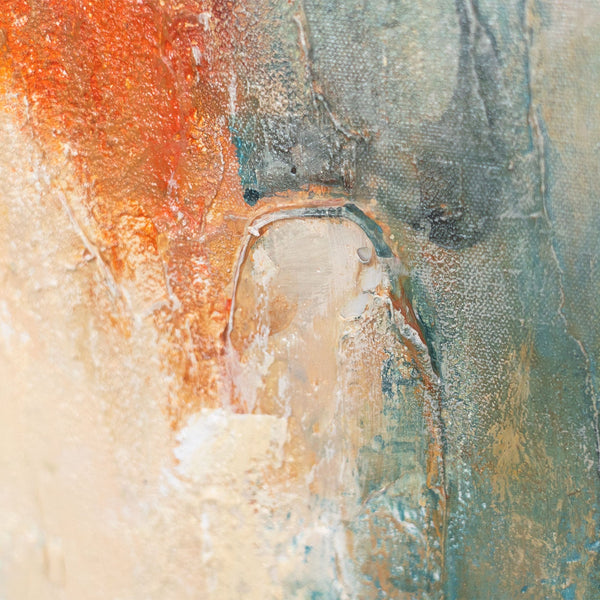 Abstrakte Farbverläufe in Blau und Beige auf Leinwand, moderne Wandkunst