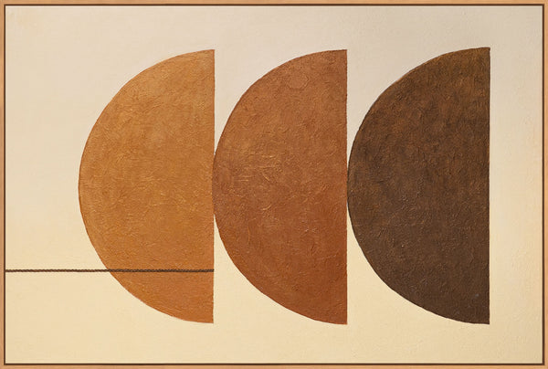 Abstraktes Wandbild in Terrakotta und Beige mit geometrischen Formen, Leinwand