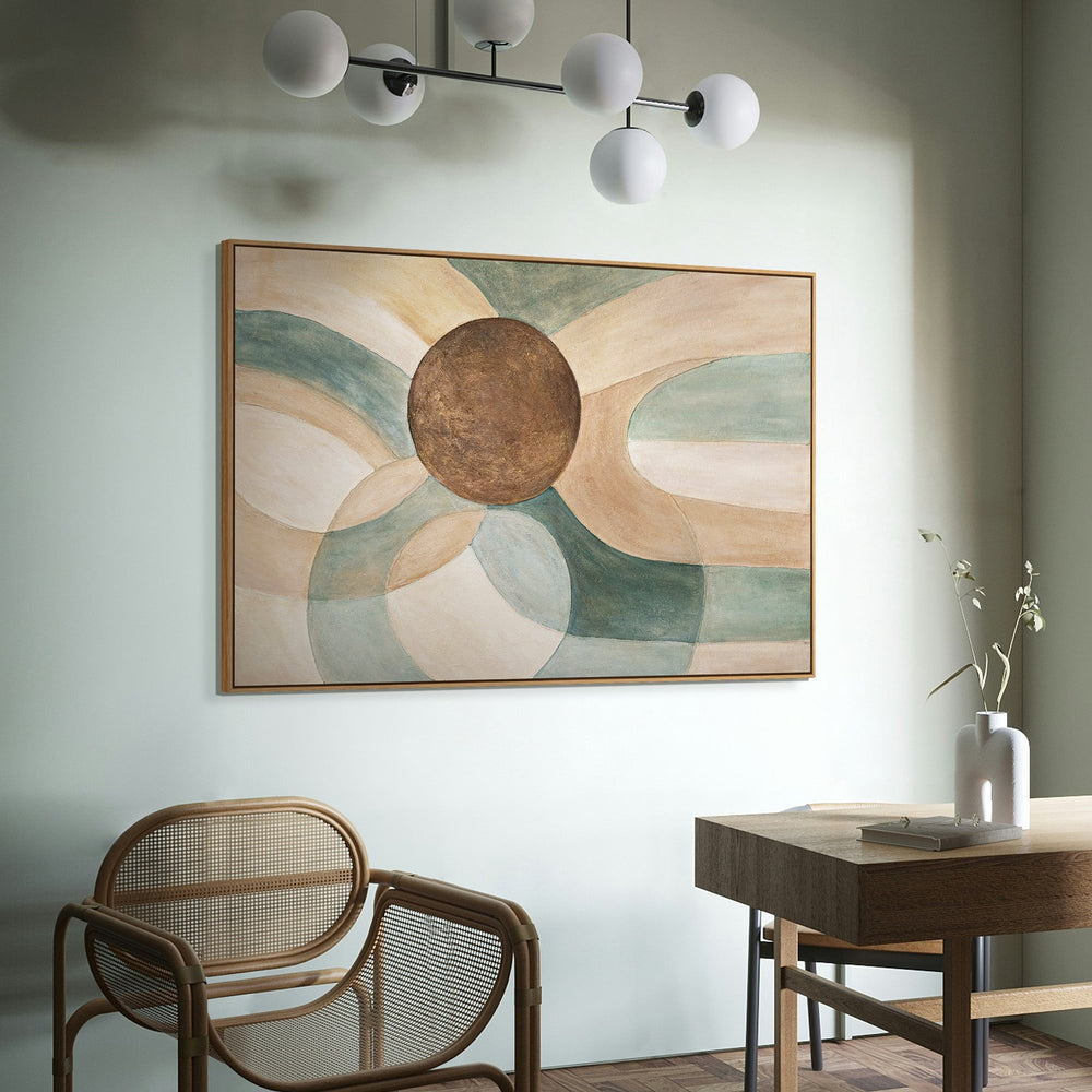 Rauhallinen abstrakti maalaus kehyksessä "Elämän kiertokulku" kankaalle