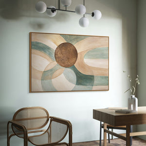 Rauhallinen abstrakti maalaus kehyksessä "Elämän kiertokulku" kankaalle