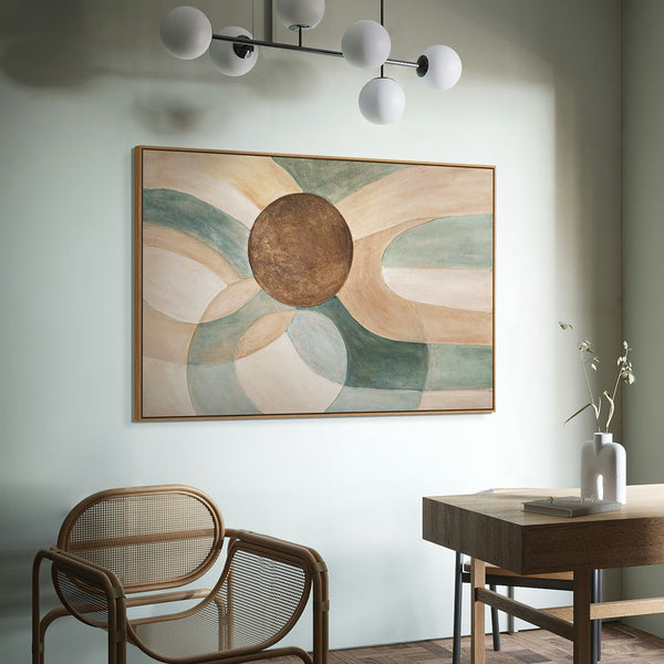 Rauhallinen abstrakti maalaus kehyksessä "Elämän kiertokulku" kankaalle