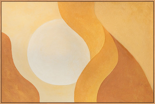 Rauhallinen abstrakti taide kankaalle valokehyksessä "Aamunkoiton syleily"