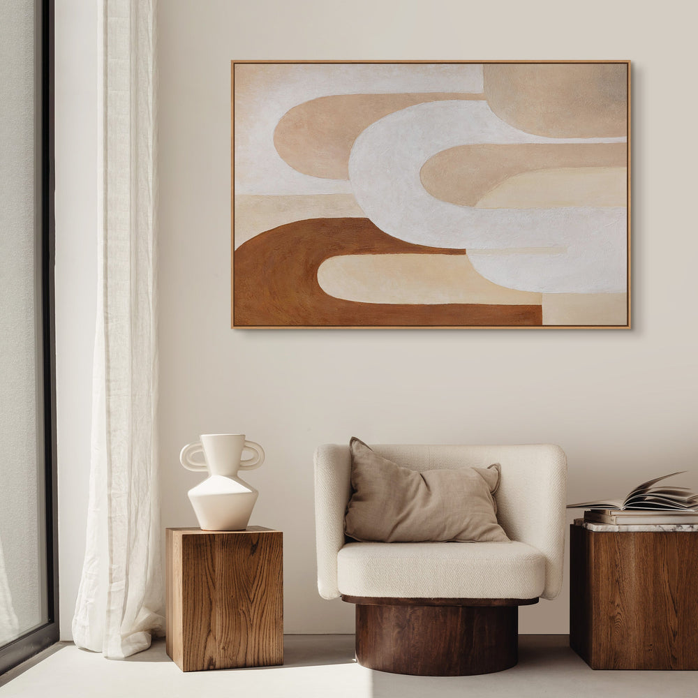 Moderneja maalauksia kankaalle virtaavassa kehyksessä ”Arkkitehtuurin hengitys”