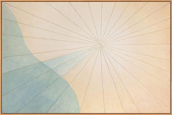 Rauhalliset akryylimaalaukset luonnonväreissä modernina seinätaideteoksena "Aamunkoitto meren yllä"