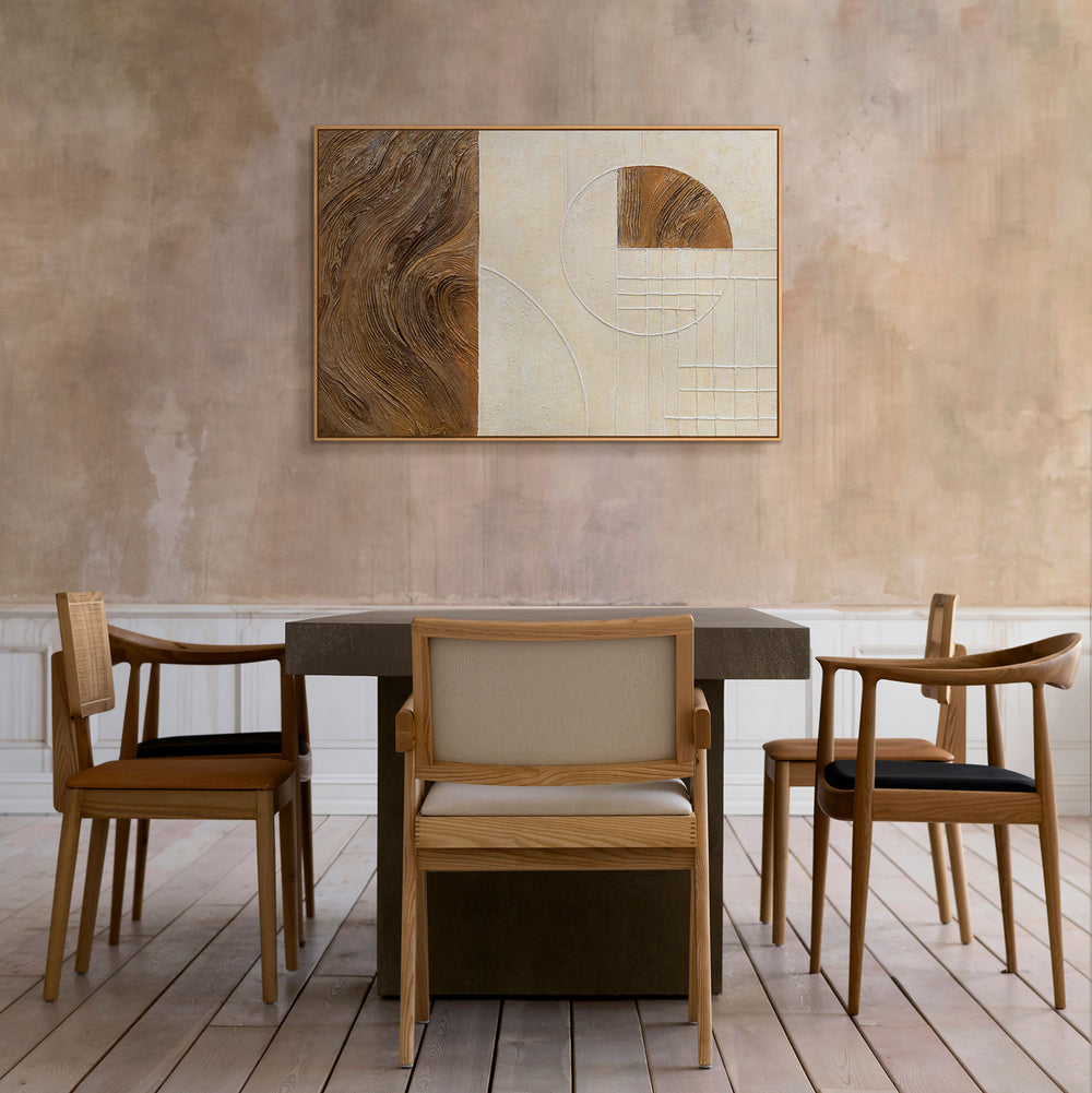 Käsinmaalattu taulu „Linjat ja Kehykset“ – Geometrinen taideteos kehystettynä