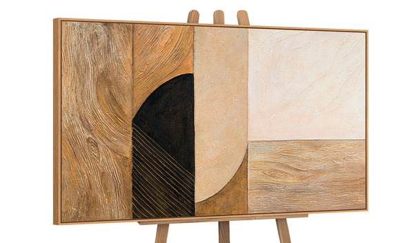 Handgemalte Acrylmalerei mit Rahmen „Natürliche Ornamente“ – Moderne Wanddeko