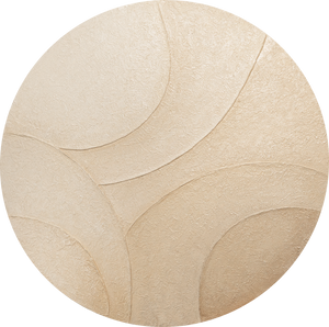 Abstrakti pyöreä taulu „Tuulen ornamentit“ – Seinäkoriste beige-sävyissä