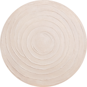 Pyöreä abstrakti akryylimaalaus „Rytmin kehä“ – seinätaide luonnonsävyissä