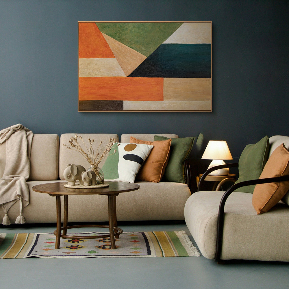 Abstraktes Wandbild in modernem Stil mit feiner Struktur und ruhiger Farbpalette