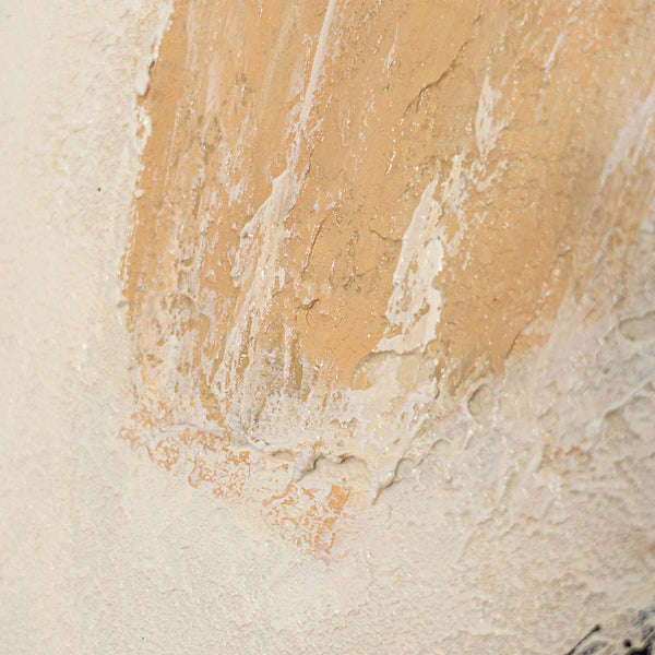 Käsinmaalattu taulu „Siveltimen Voima” – Abstrakti taide mustassa ja beigen sävyissä