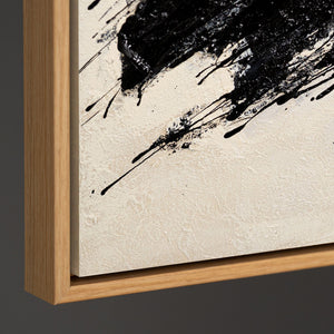 Käsinmaalattu taulu „Siveltimen Voima” – Abstrakti taide mustassa ja beigen sävyissä
