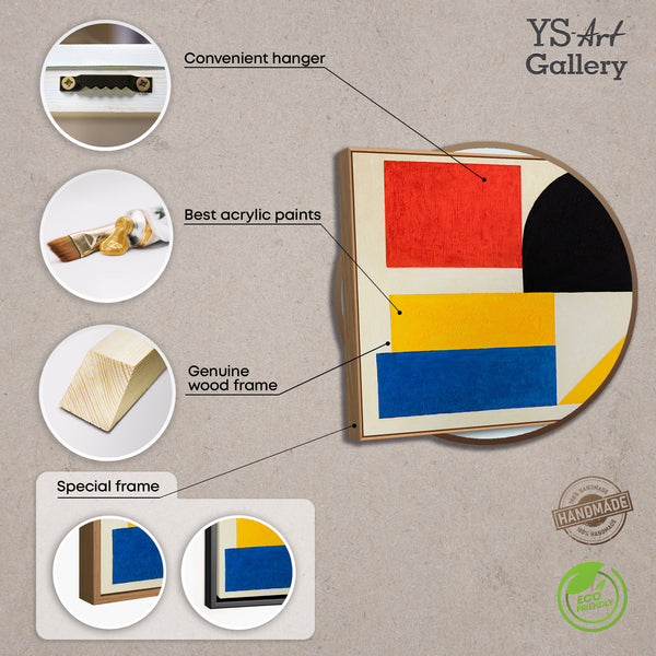 Abstrakti maalaus kehyksessä, geometrinen seinätaide "Kontrastit"