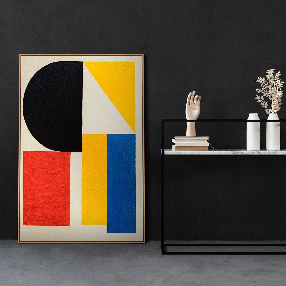 Käsinmaalattu taulu „Kontrastit“ – moderni geometrinen seinätaide kankaalle
