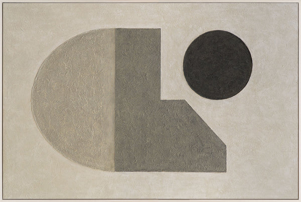 Moderni akryylimaalaus kehyksessä, geometrinen kankaalle maalattu maalaus "Geometrian hiljaisuus"