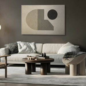 Moderni akryylimaalaus kehyksessä, geometrinen kankaalle maalattu maalaus "Geometrian hiljaisuus"
