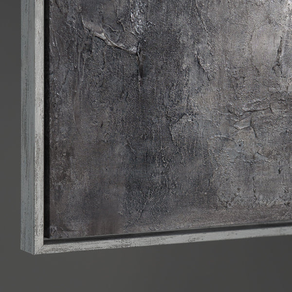 Leinwandbild mit Rahmen „Erinnerung des Steins“ – Strukturierte Acrylmalerei in Betonoptik