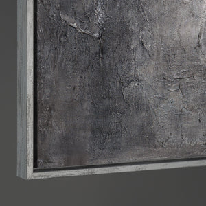 Käsinmaalatut kuvat kehyksissä, teksturoitu abstrakti taide "Kiven muisto"