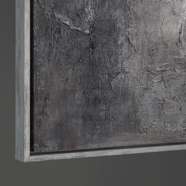 Käsinmaalatut kuvat kehyksissä, teksturoitu abstrakti taide "Kiven muisto"