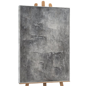 Leinwandbild mit Rahmen „Erinnerung des Steins“ – Strukturierte Acrylmalerei in Betonoptik